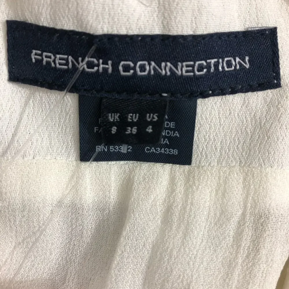 French Connection Mimosa Mist Sequined Tie Front Jacket in Daisy White 4 NWT